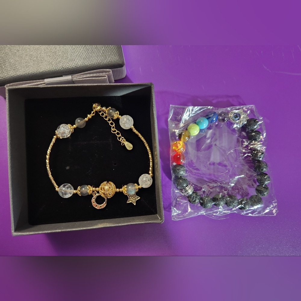 Lava rock and moonstone bracelets